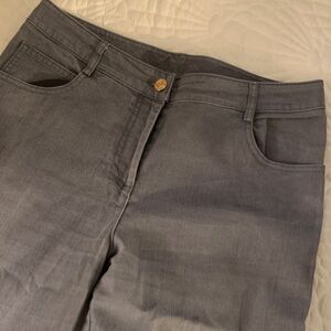 St. John Gray jeans with Gold Button. 5 pocket. Size 4